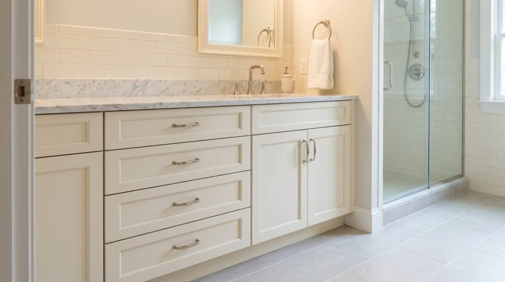 cream bathroom cabinets