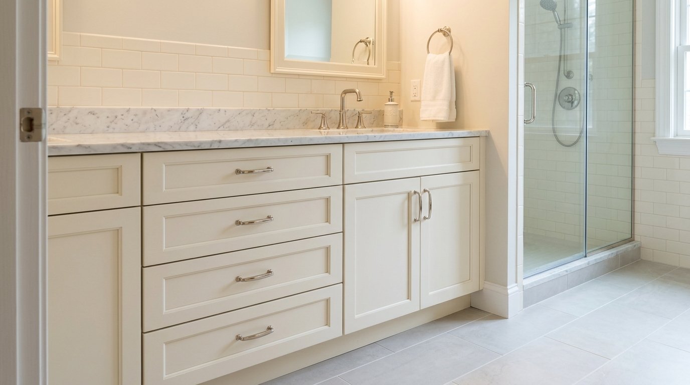 cream bathroom cabinets