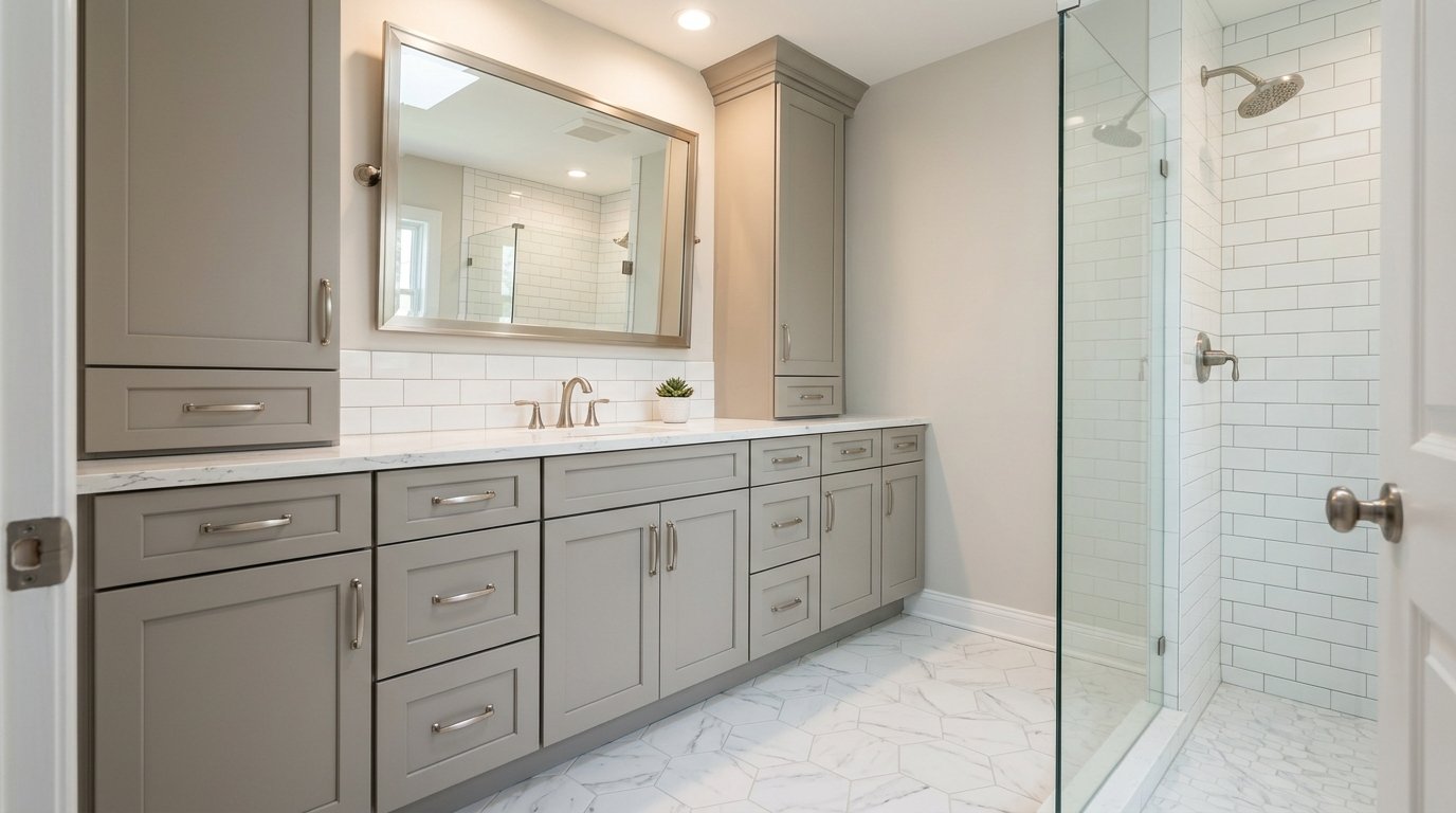 transitional bathroom cabinets