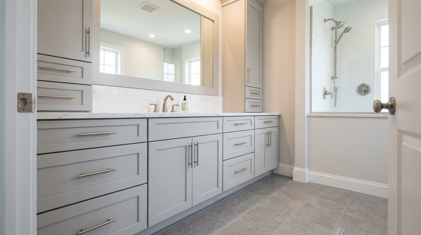 Transitional bathroom vanity remodel package example
